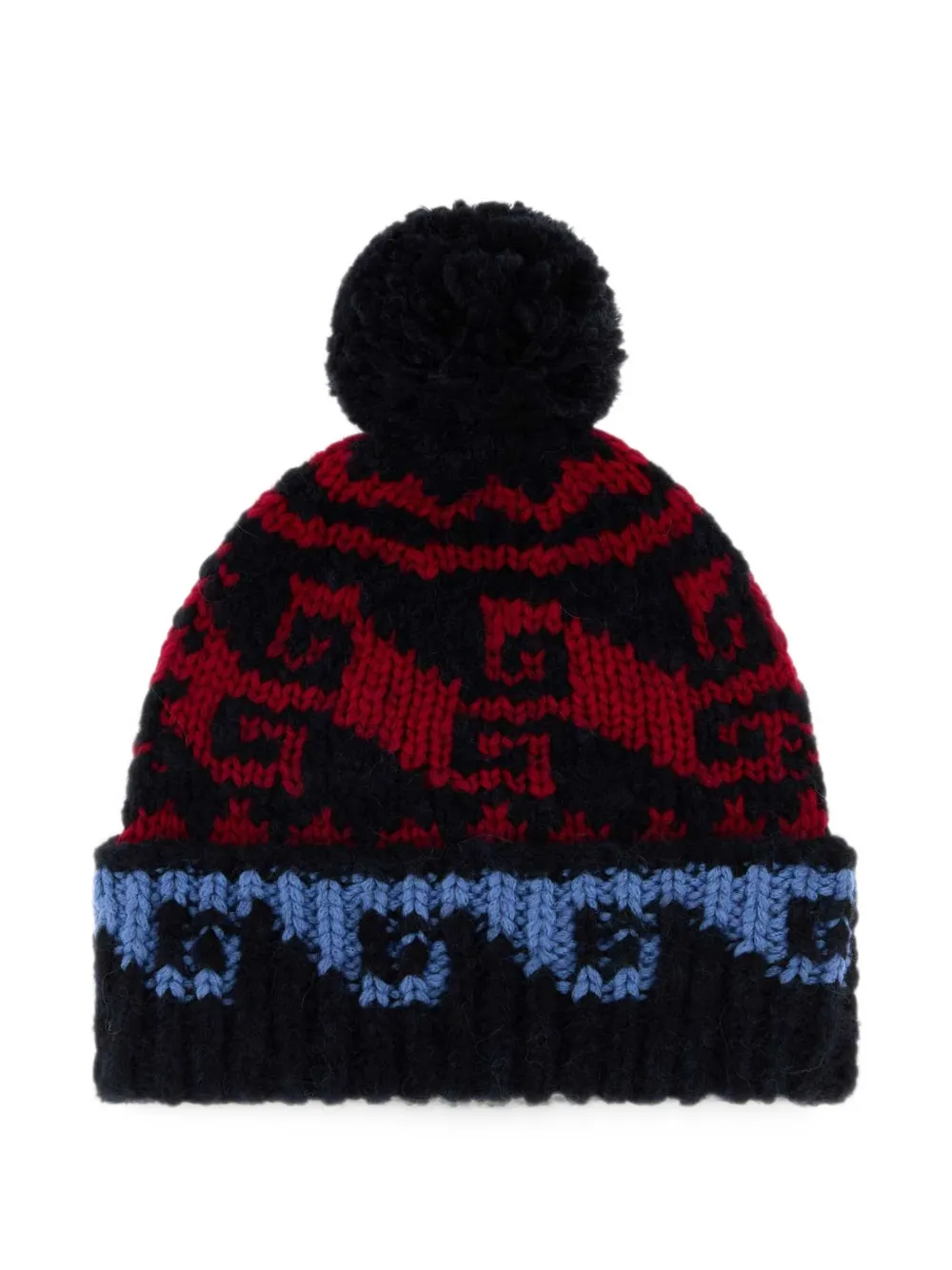 Moncler Grenoble logo-embroidered pompom beanie hat Blauw
