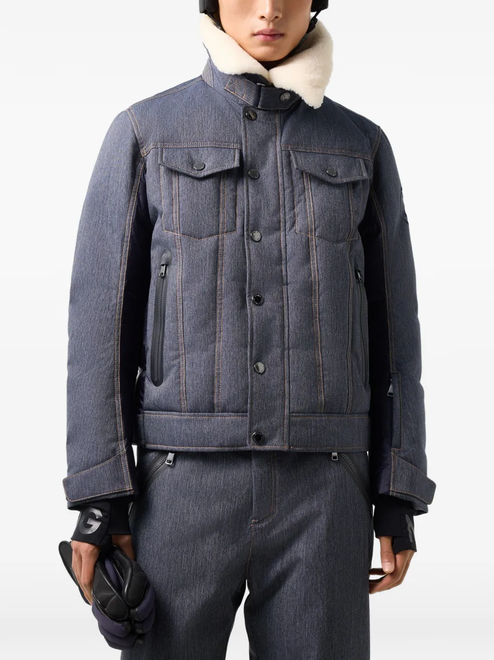 BOGNER Jeen shearling-collar ski jacket Blauw