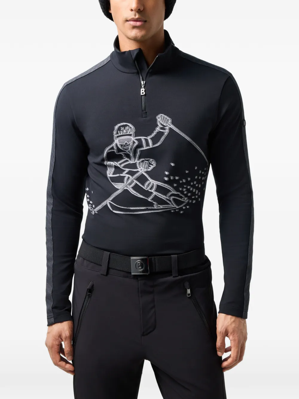 BOGNER Eliot graphic-print performance top Zwart