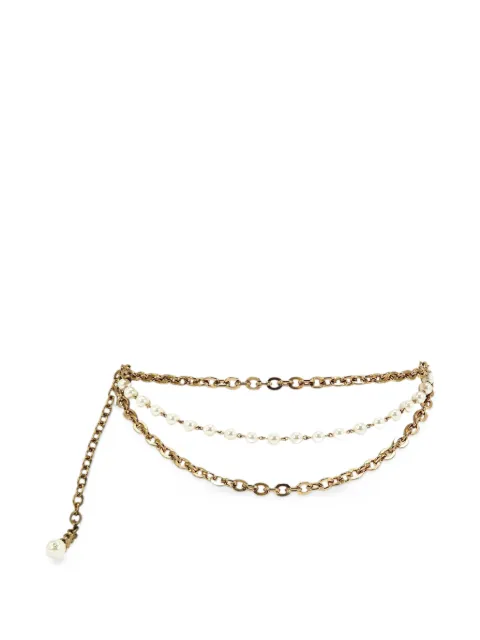 Madison Maison 1980s faux pearl-embellished layered chain belt