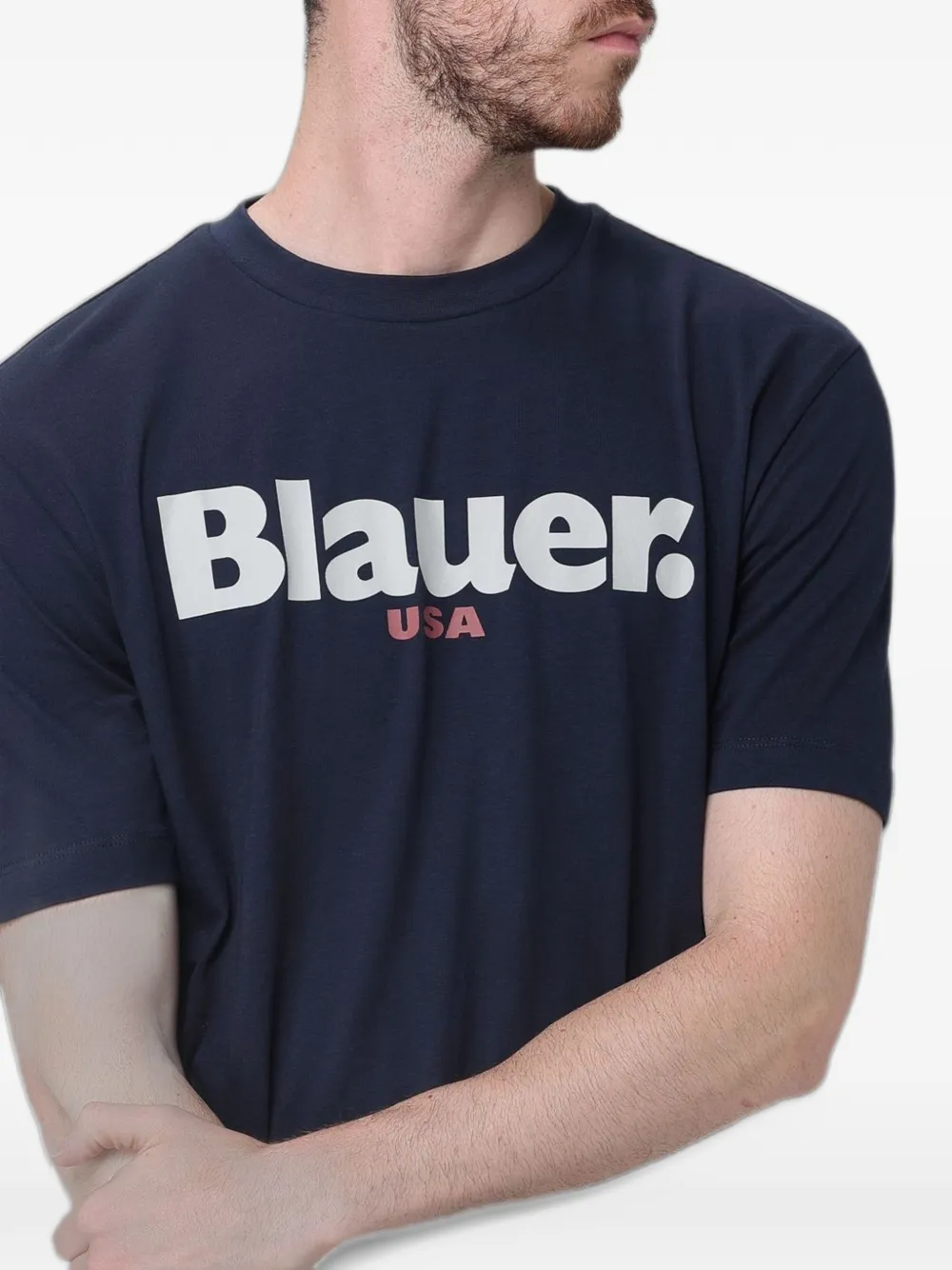 Blauer logo-print T-shirt Blauw