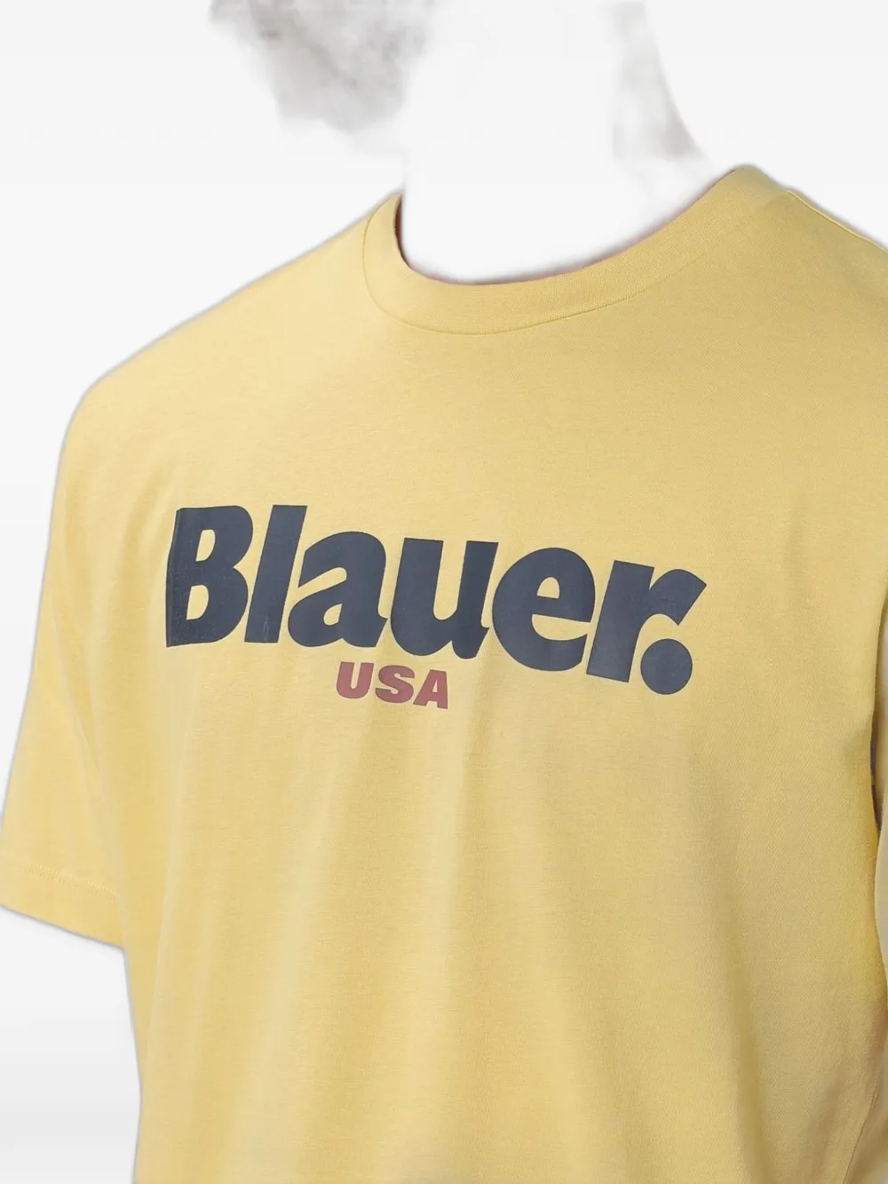 Blauer logo-print T-shirt Geel