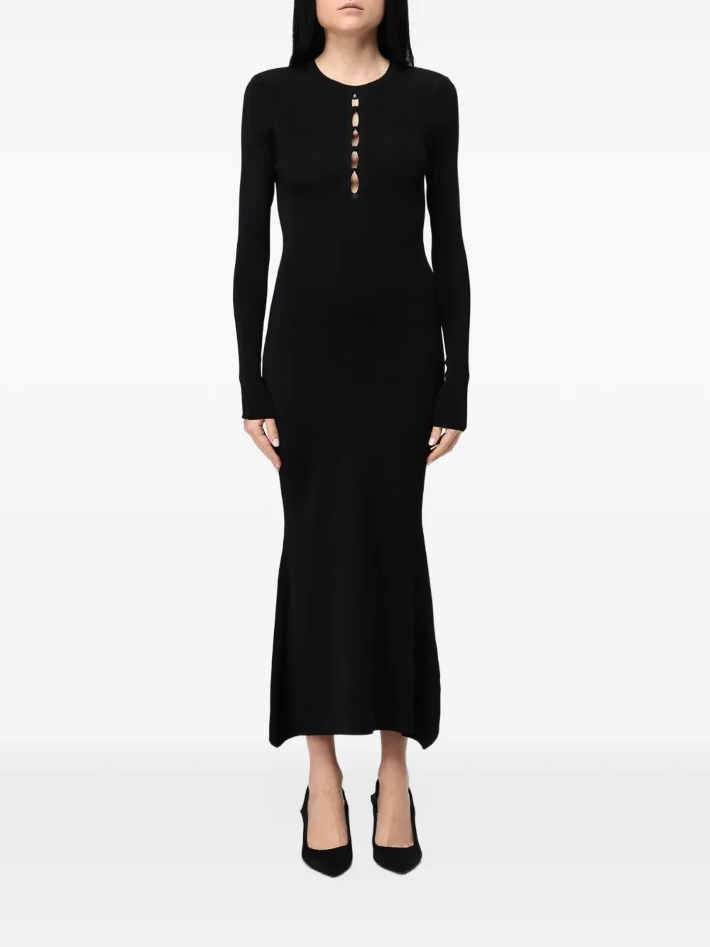 MAR DE MARGARITAS ribbed-knit cutout-detail midi dress - Noir MAR DE MARGARITAS ribbed-knit cutout-detail midi dress - Noir