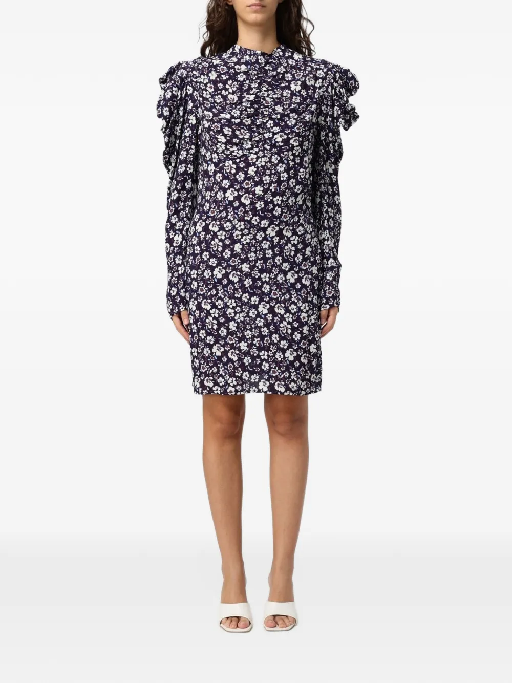 MAR DE MARGARITAS floral-print puffed-sleeve mini dress - Bleu MAR DE MARGARITAS floral-print puffed-sleeve mini dress - Bleu