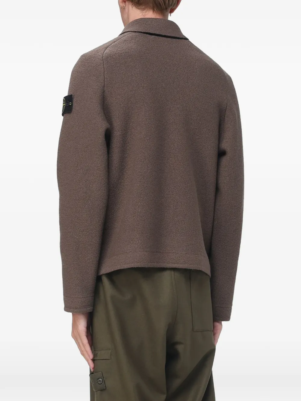 Stone Island 5100042 felted RWS wool cardigan Bruin