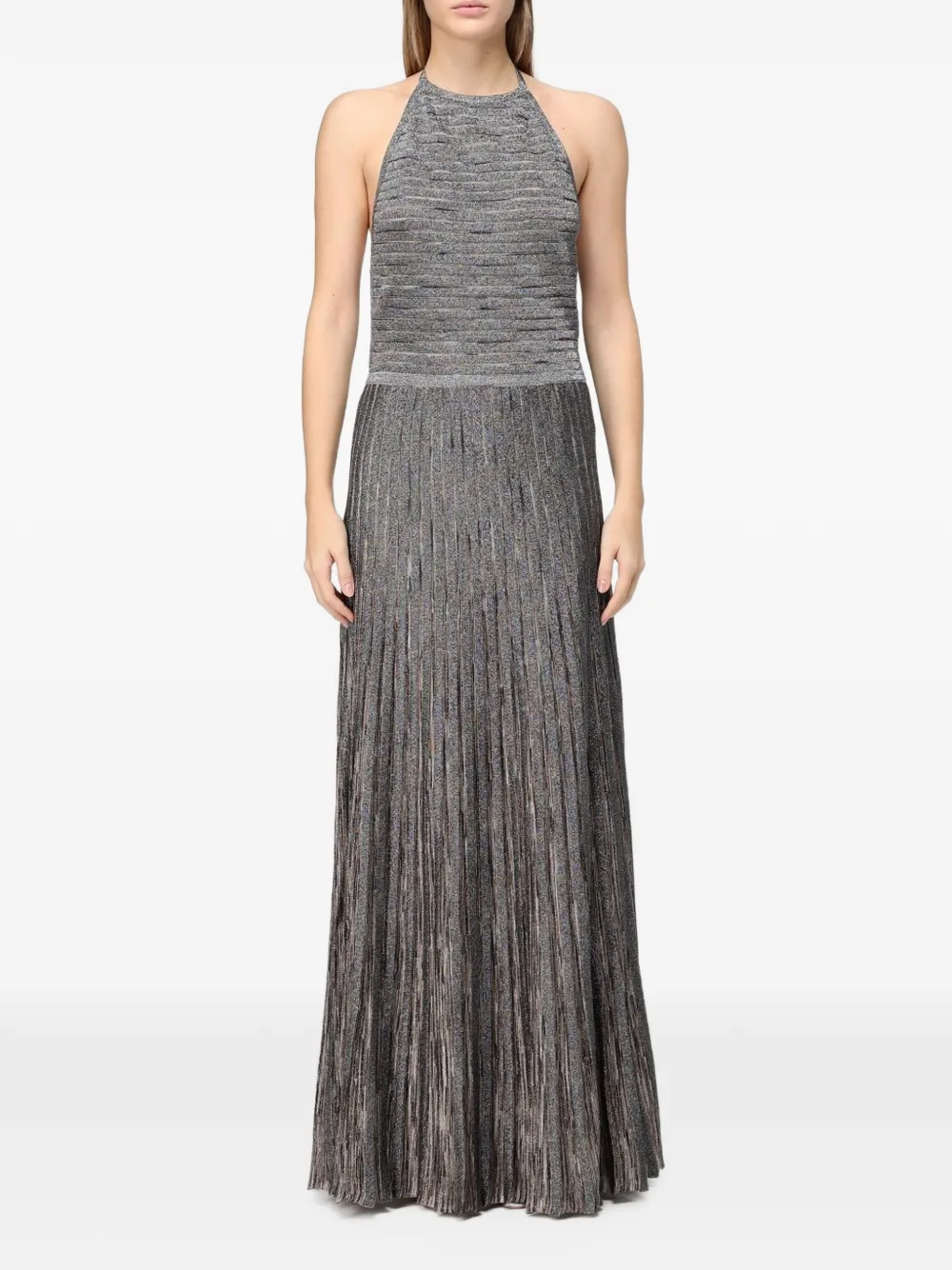 Missoni long viscose lamé dress with open back Grijs
