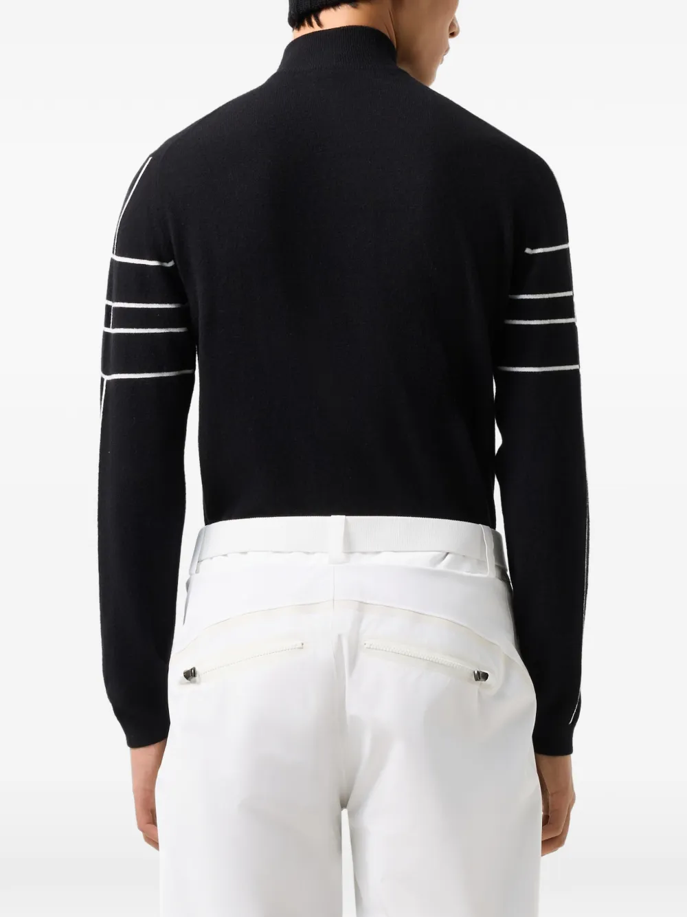 BOGNER Kuno stripe-detail half-zip sweater Zwart