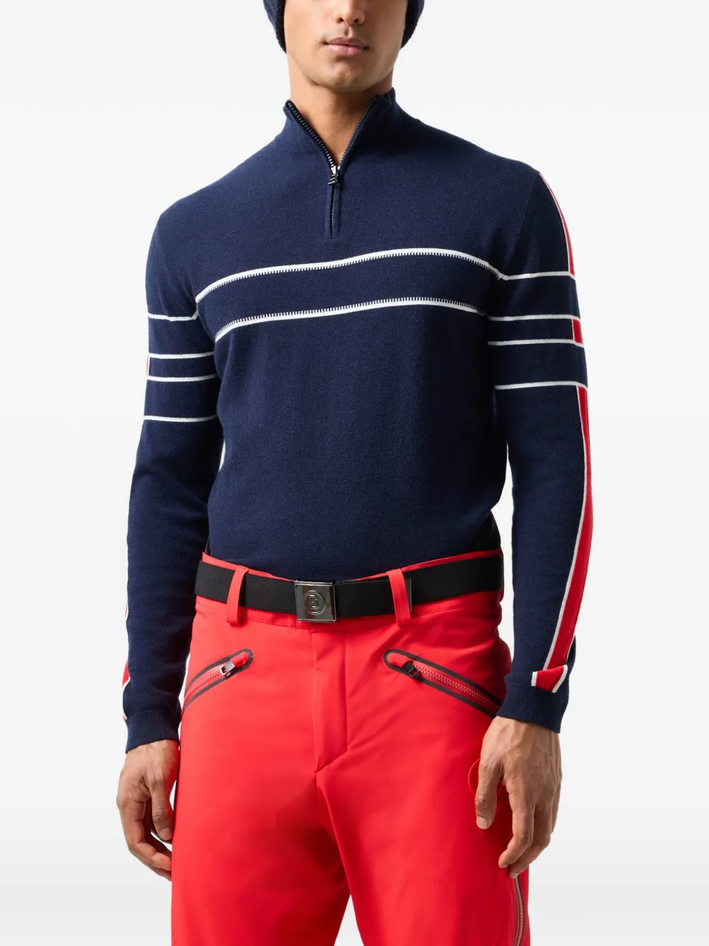 BOGNER Kuno stripe-detail sweater Blauw
