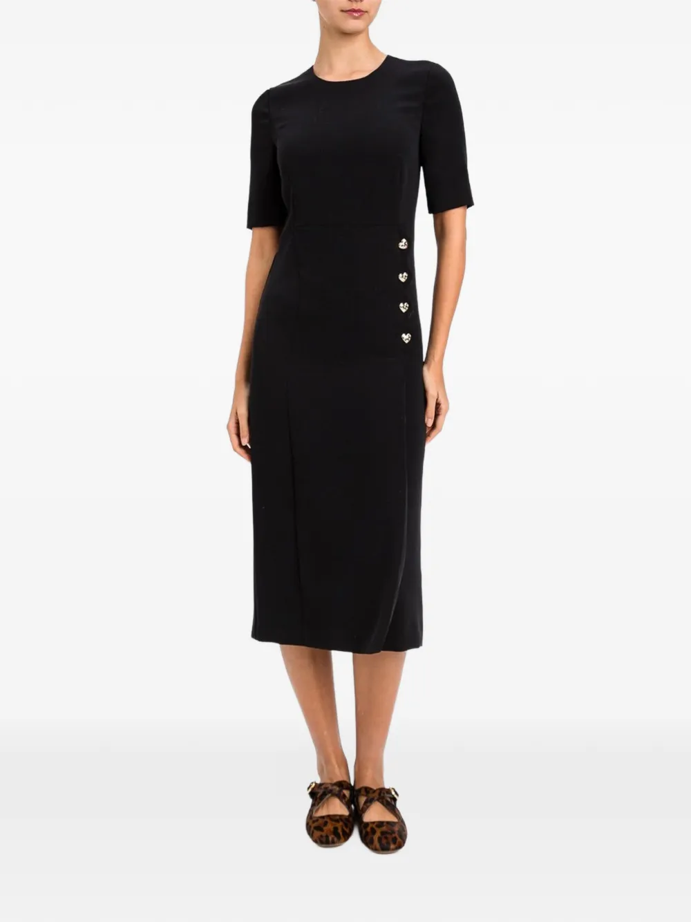 TWINSET heart-button sheath midi dress Zwart