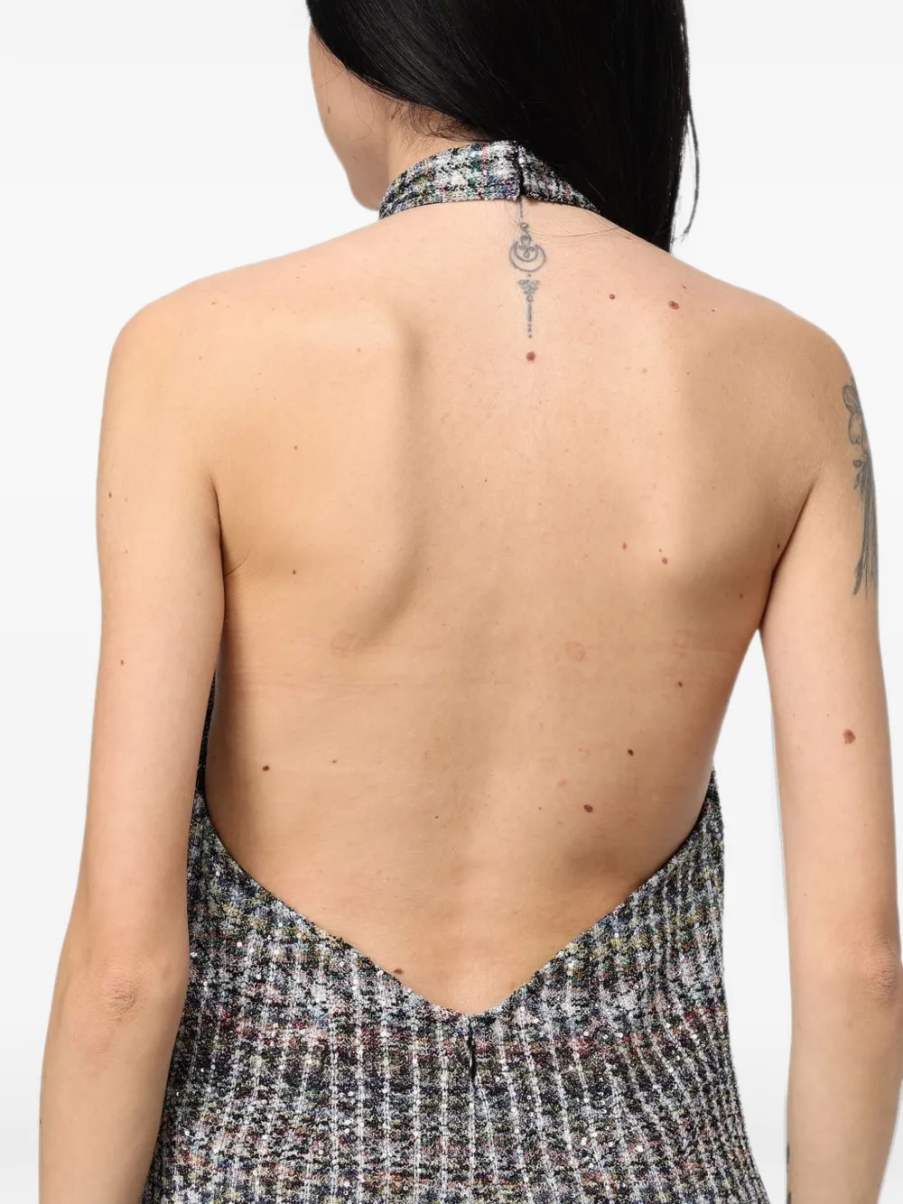 Missoni halter-neck open-back mini dress Grijs