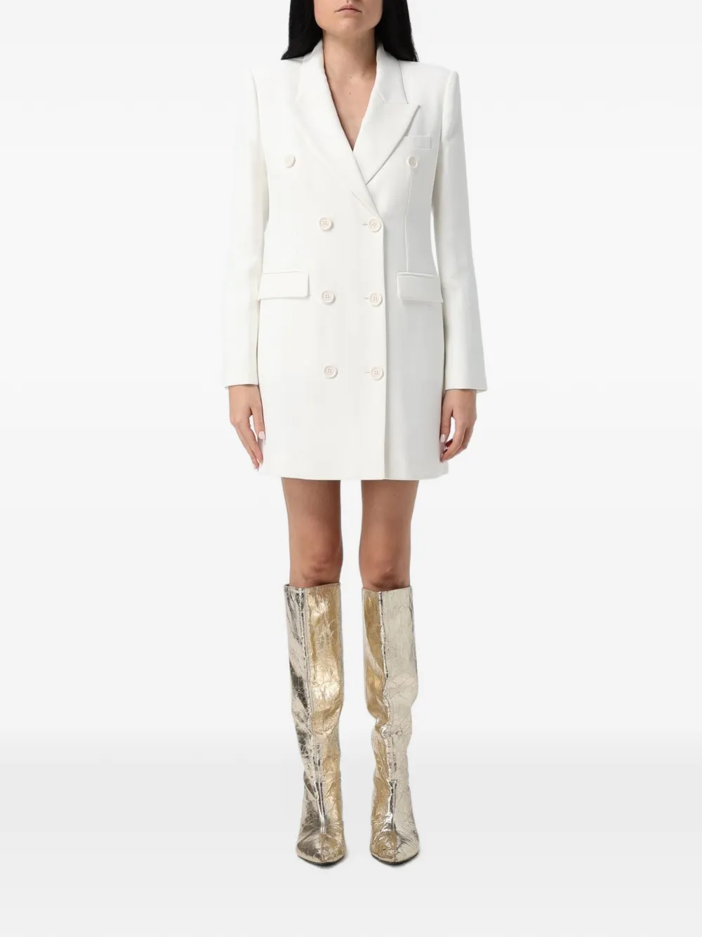 Elisabetta Franchi Flowing gabardine dress Wit