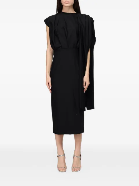 CRIDA draped frayed-edge midi dress