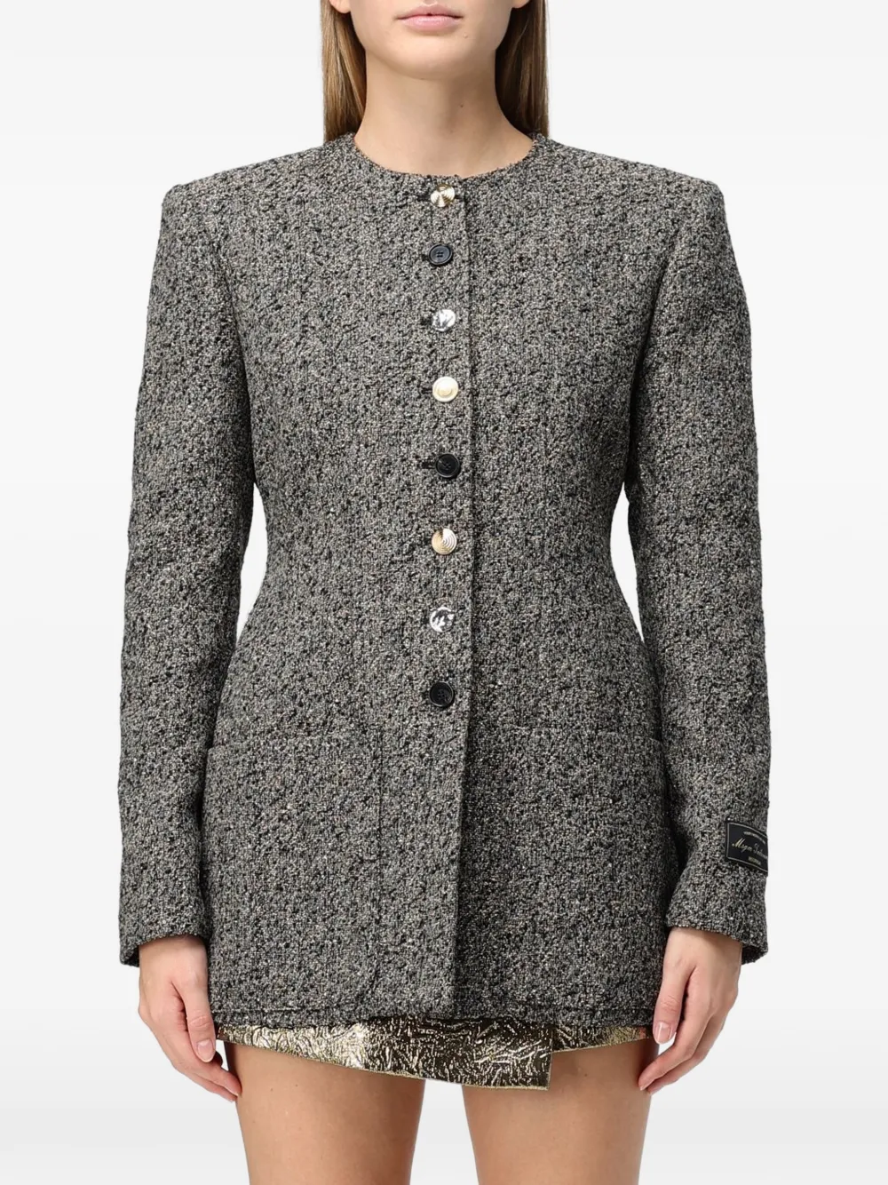 MSGM bouclé-knit single-breasted coat - Grigio