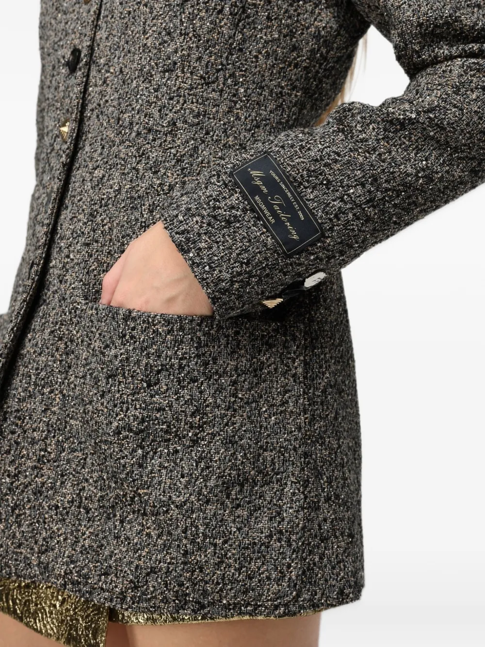 MSGM bouclé-knit single-breasted coat Grijs