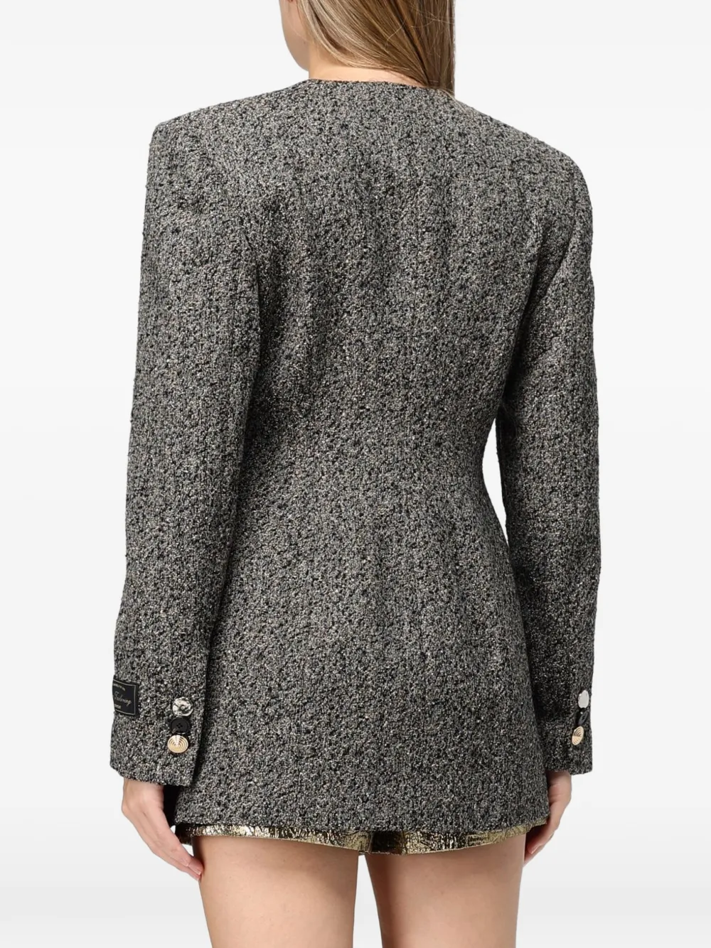 MSGM bouclé-knit single-breasted coat Grijs