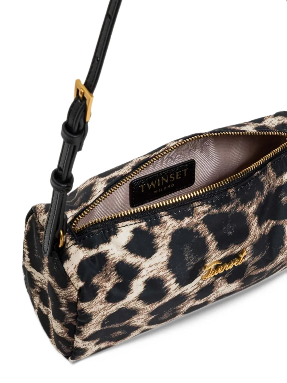 TWINSET Schoudertas met animalier-print en logo-plakkaat Beige