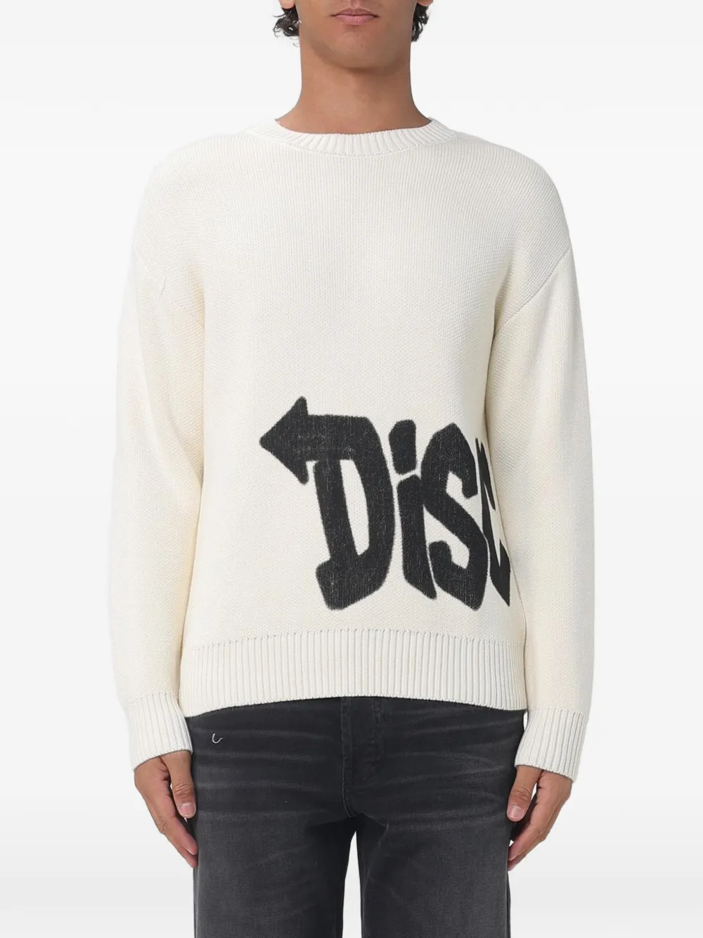 DISCLAIMER logo-print drop-shoulder sweater - Tons neutres DISCLAIMER logo-print drop-shoulder sweater - Tons neutres