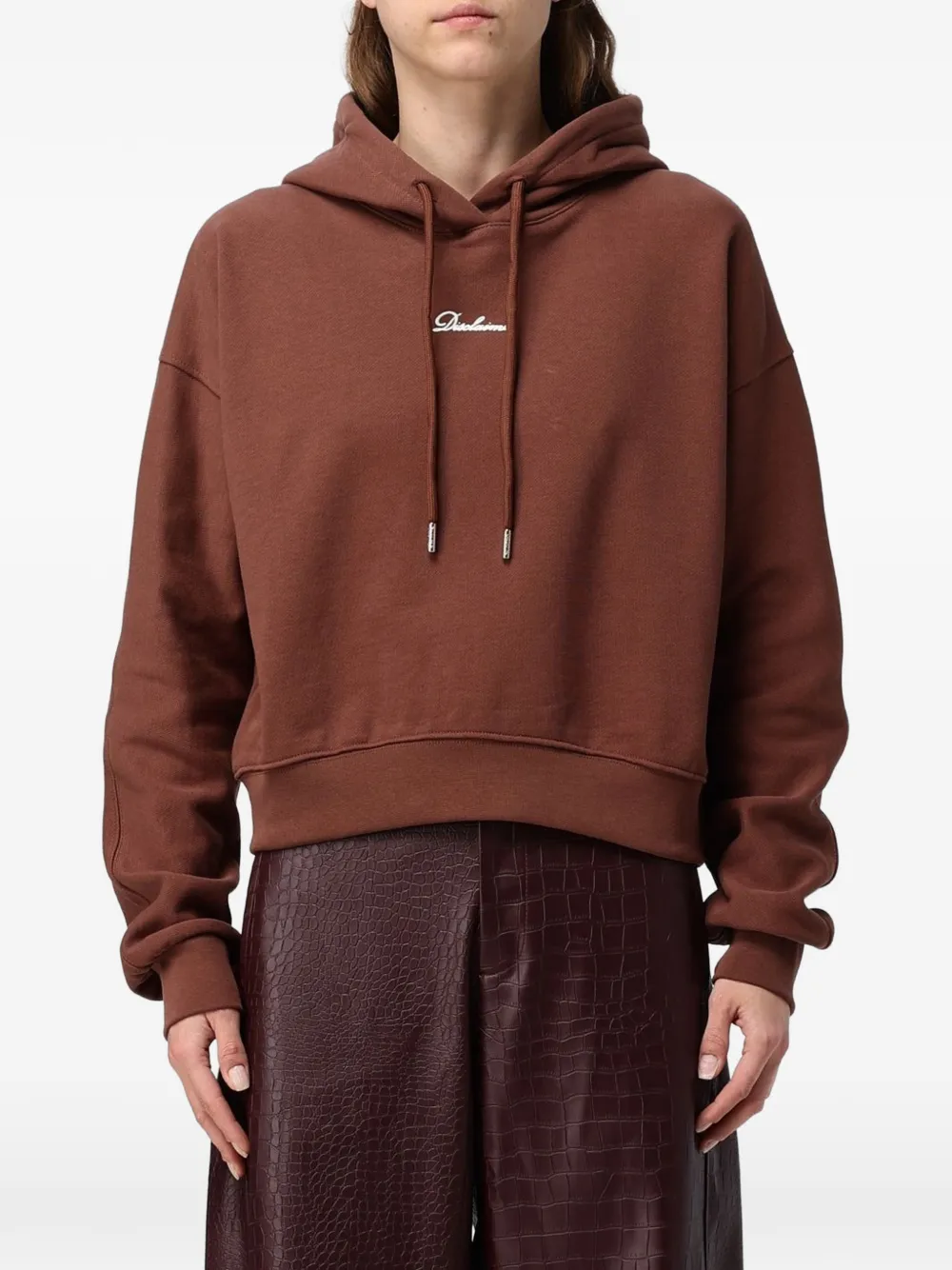 DISCLAIMER logo-print drawstring hoodie - Marron DISCLAIMER logo-print drawstring hoodie - Marron