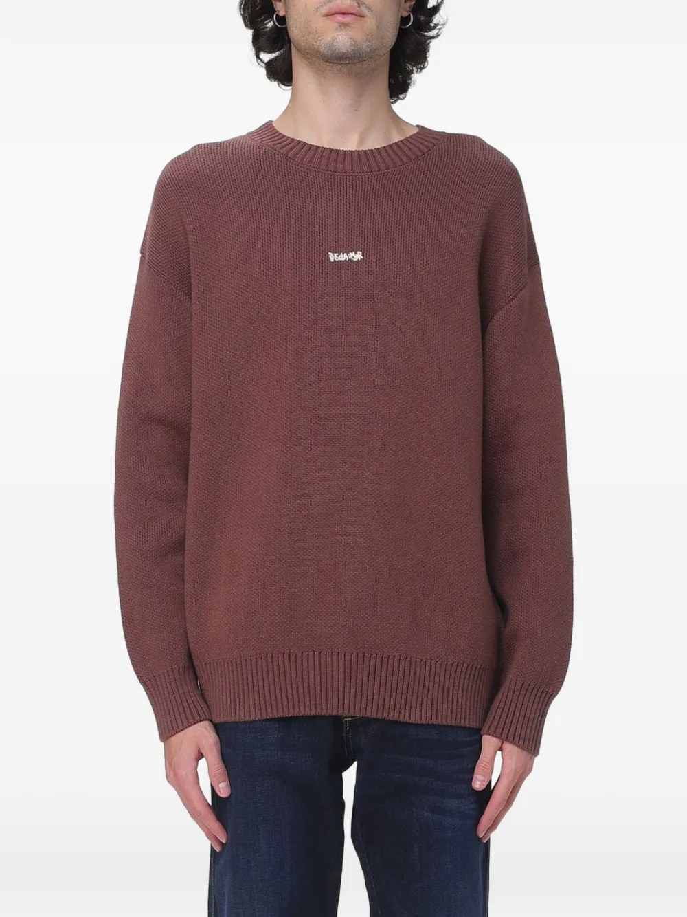 DISCLAIMER logo-print drop-shoulder sweater - Marron DISCLAIMER logo-print drop-shoulder sweater - Marron