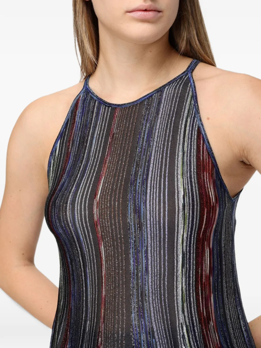 Missoni sleeveless ribbed viscose-lamé top Blauw