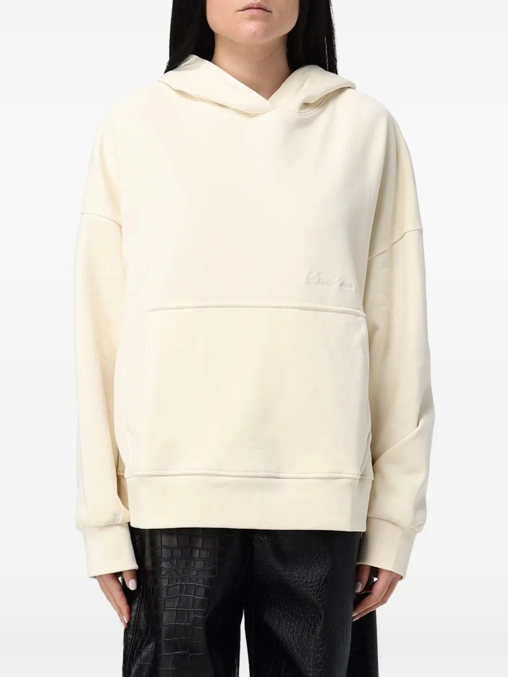 DISCLAIMER logo-embroidered hoodie Beige