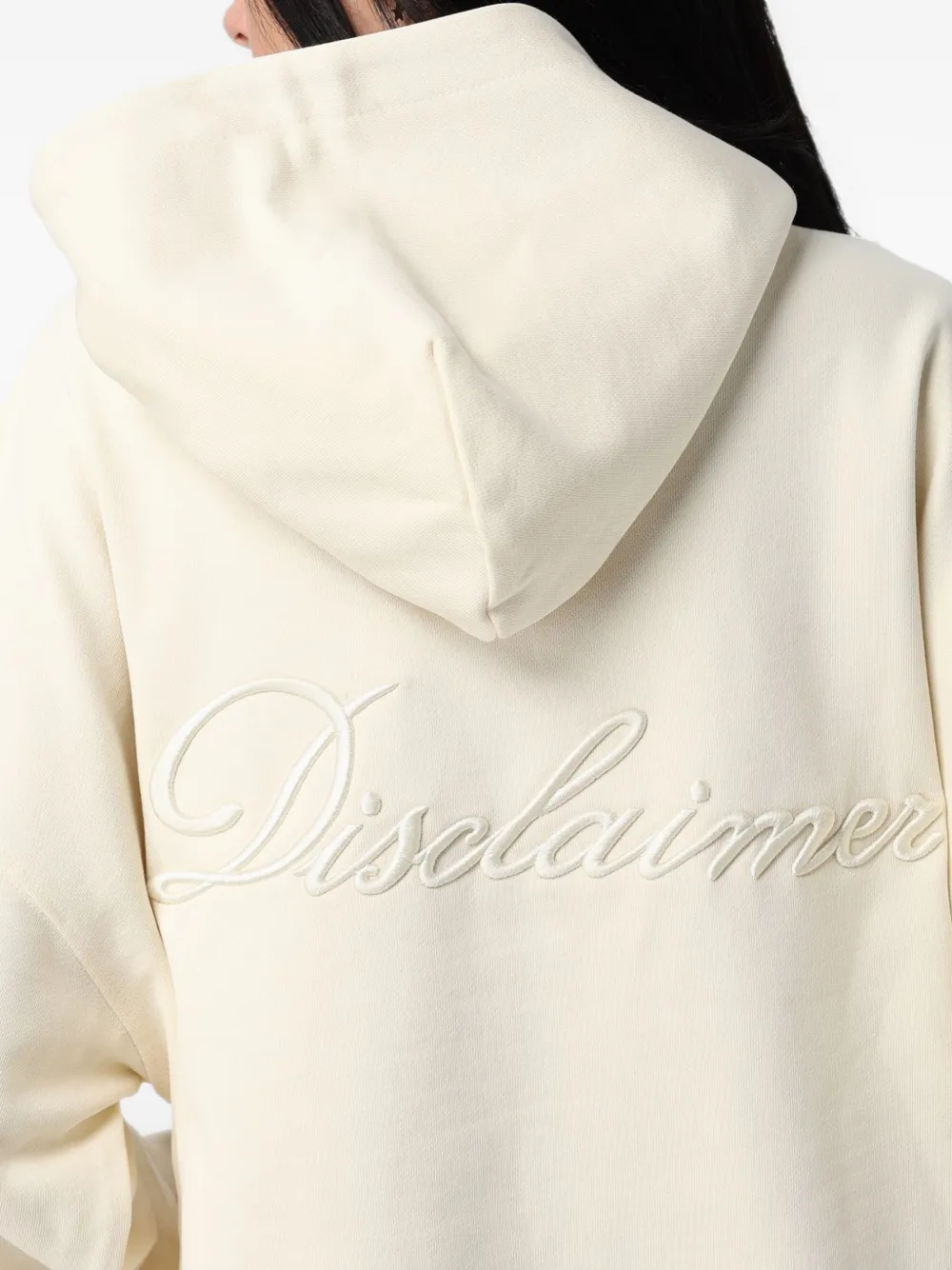 DISCLAIMER logo-embroidered hoodie Beige
