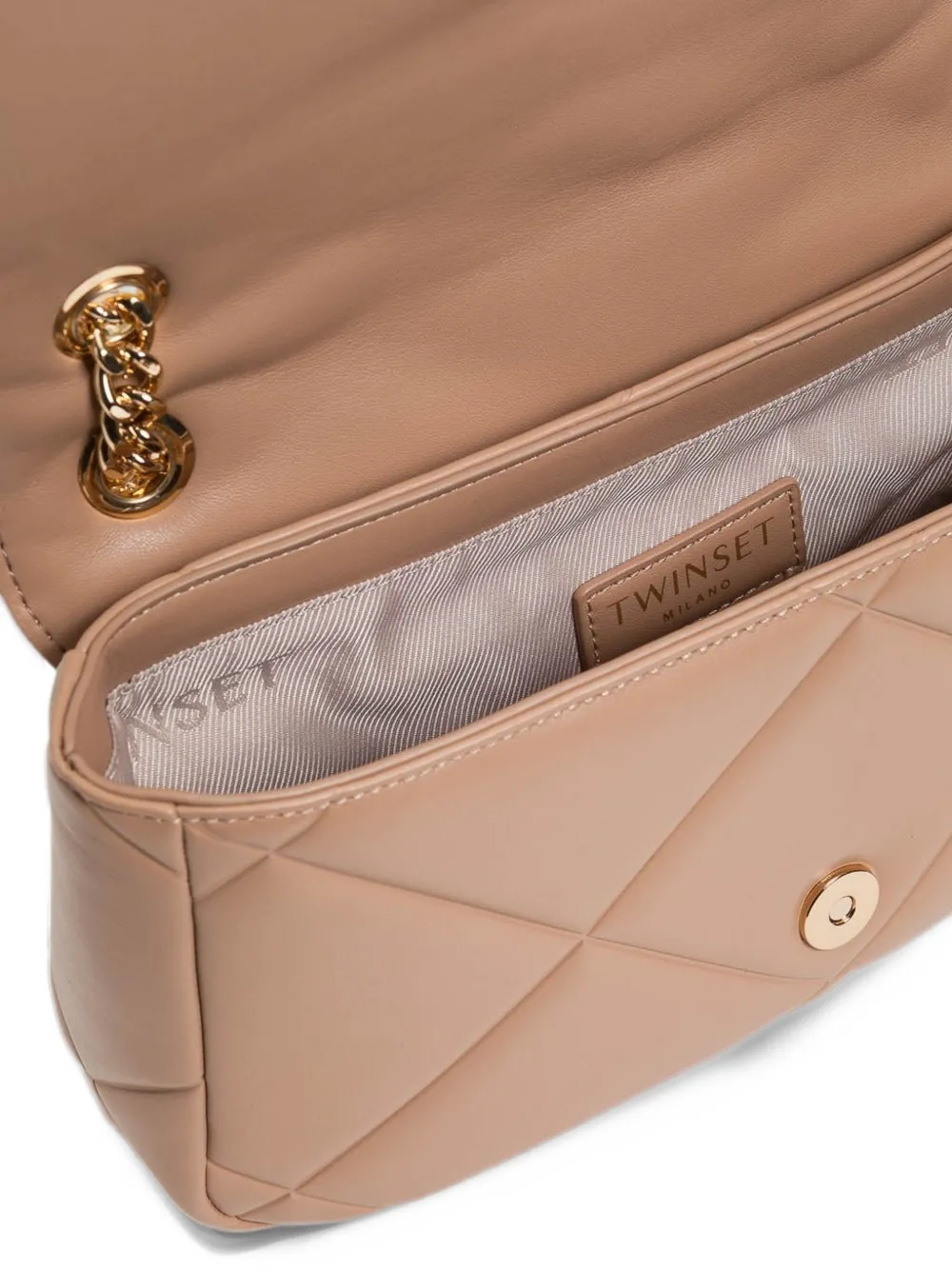 TWINSET Matelassé schoudertas met logodetail Beige