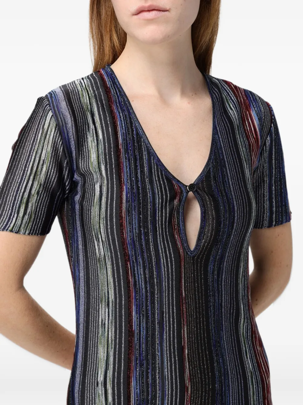 Missoni short-sleeve striped mini dress Zwart