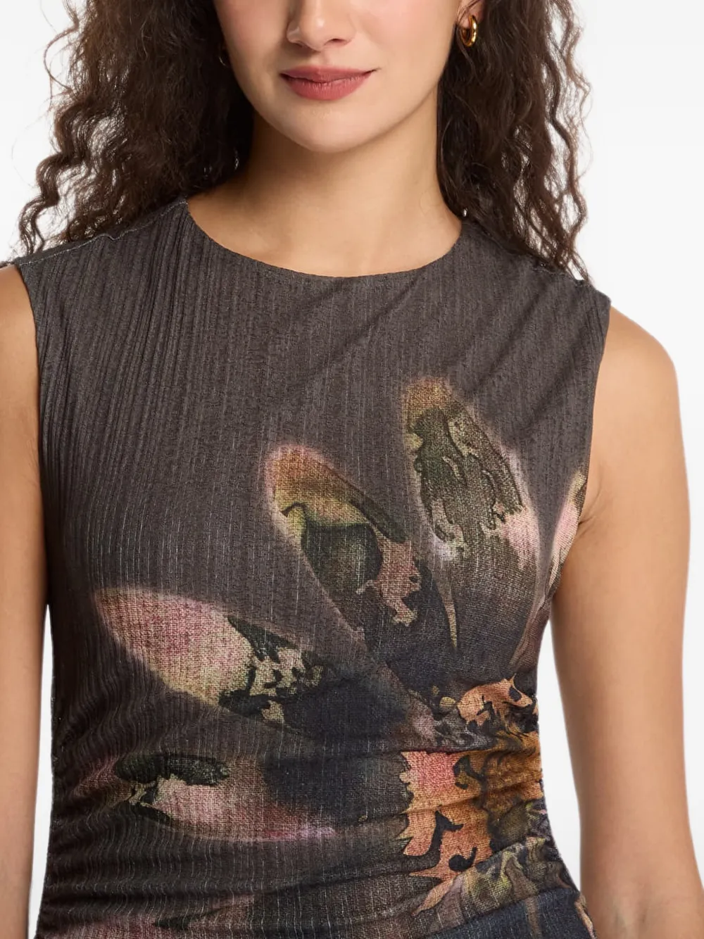 Desigual floral-print sleeveless maxi dress Bruin