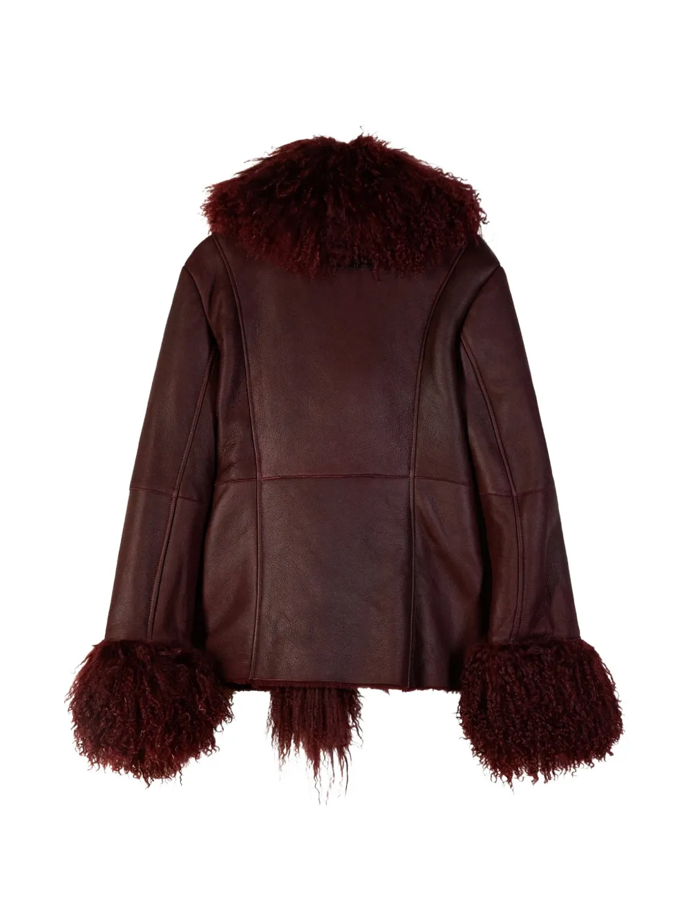 Patrizia Pepe shearling-trim buckled coat Rood