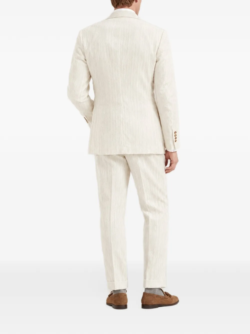 Brunello Cucinelli corduroy double-breasted suit Beige