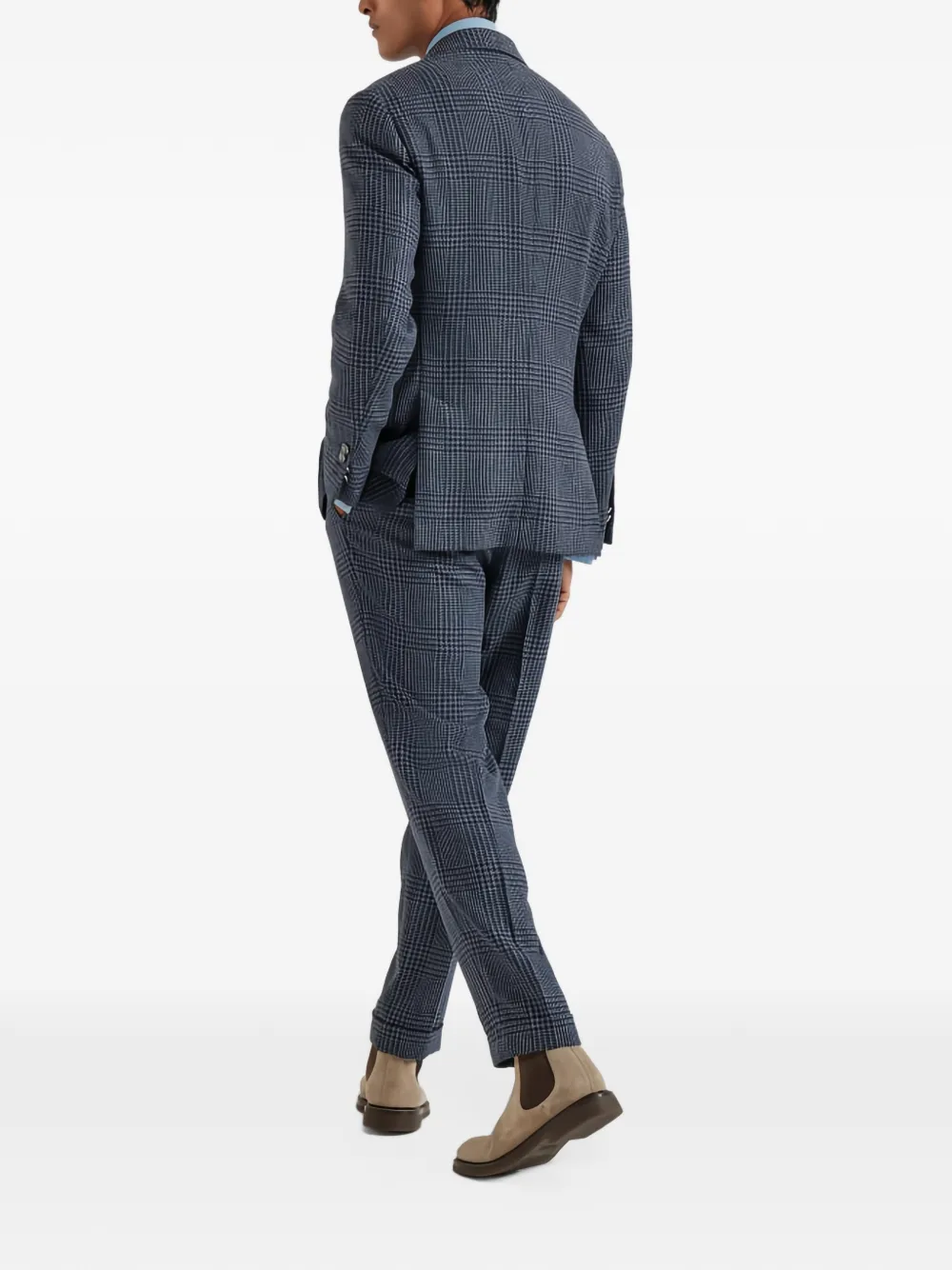 Brunello Cucinelli checked wool-blend suit Blauw