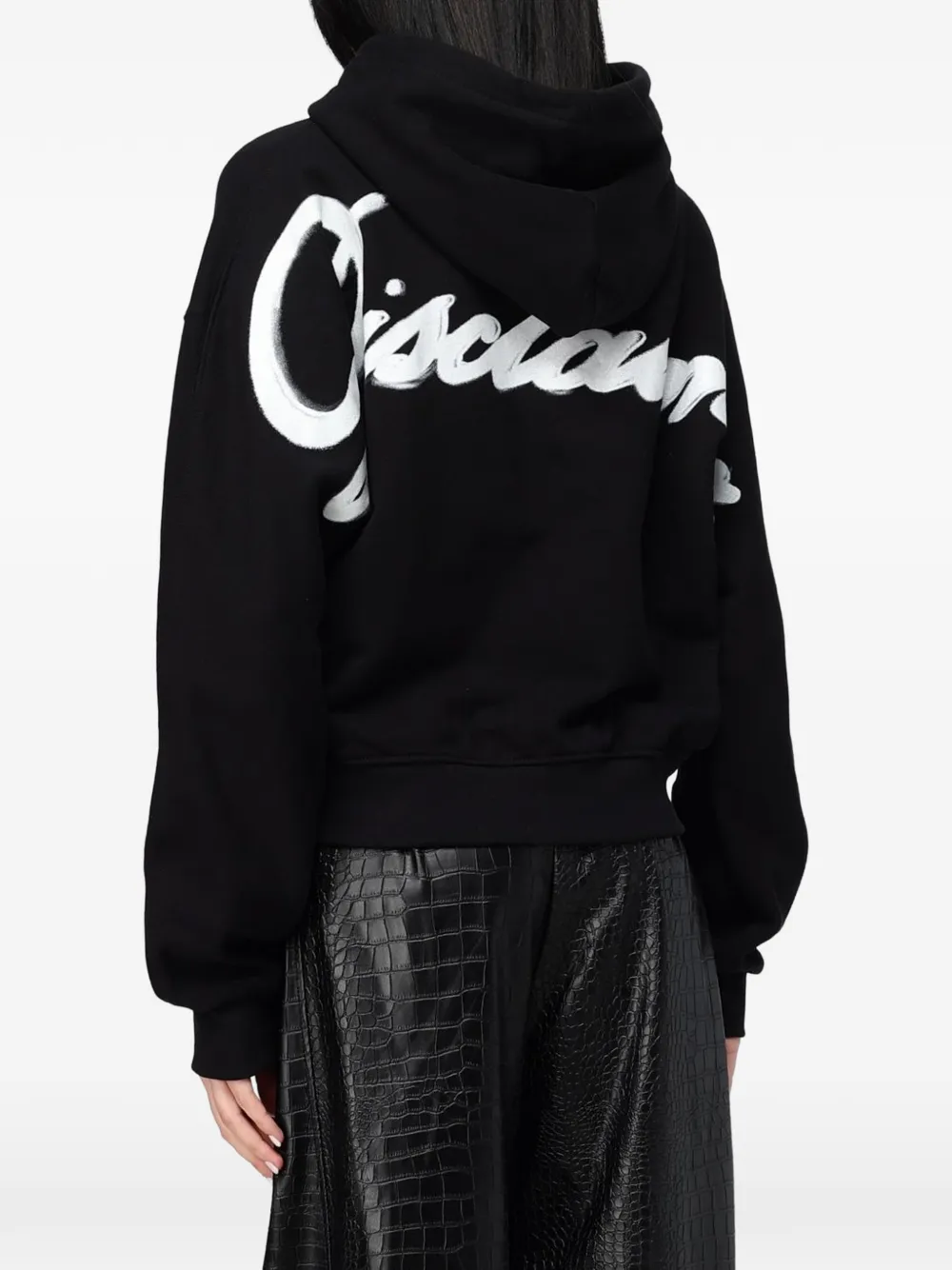DISCLAIMER logo-print drawstring hoodie Zwart