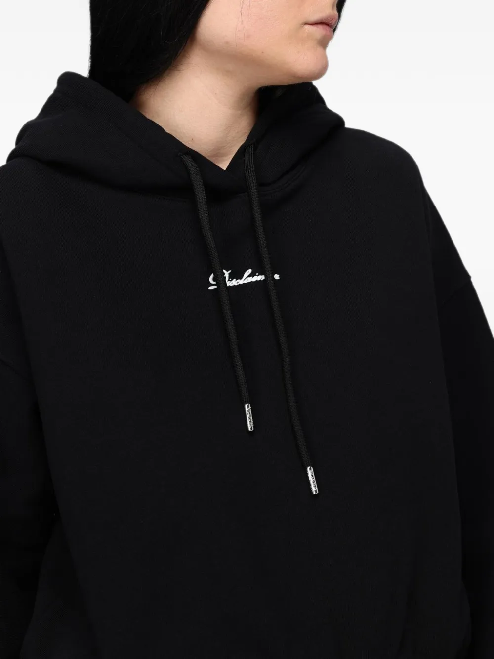 DISCLAIMER logo-print drawstring hoodie Zwart