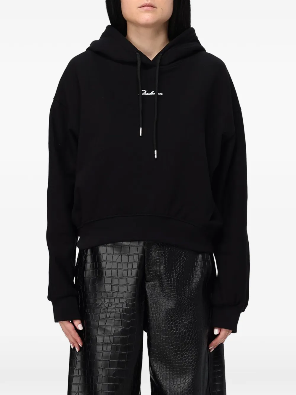DISCLAIMER logo-print drawstring hoodie Zwart