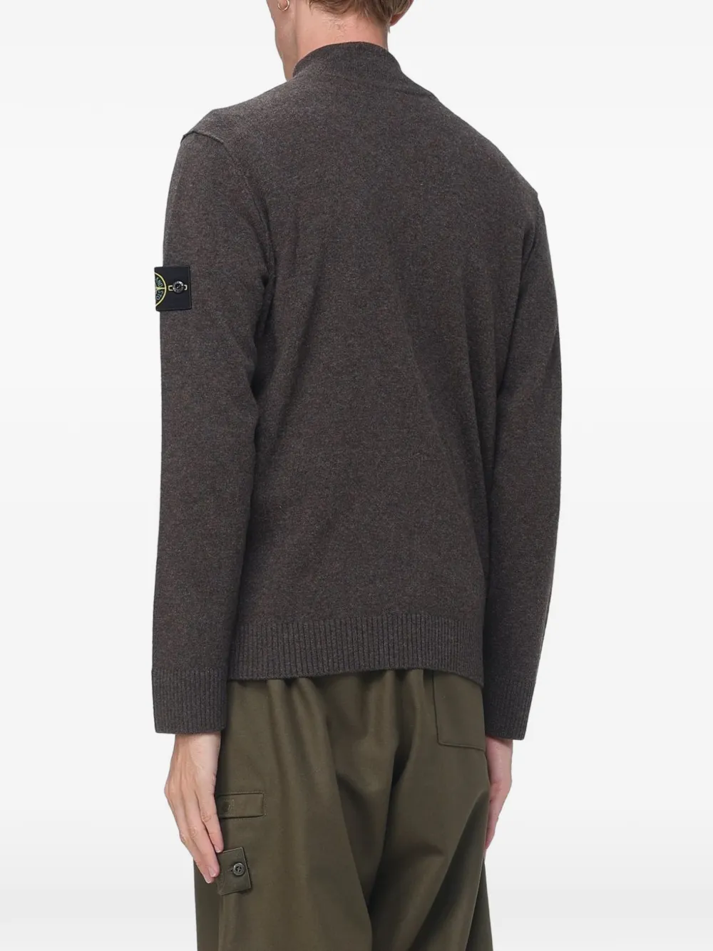 Stone Island zip-up high-neck cardigan Bruin
