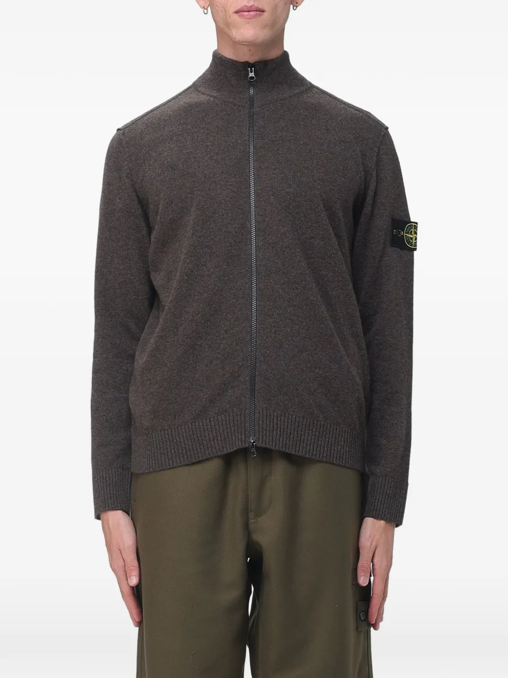 Stone Island zip-up high-neck cardigan Bruin