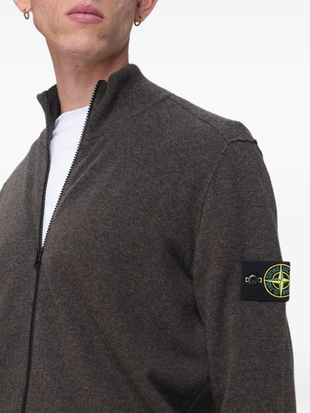 Stone Island zip-up high-neck cardigan Bruin