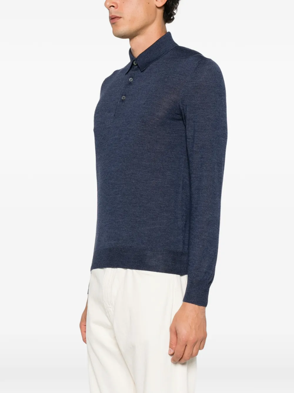 Barba long-sleeve polo shirt Blauw