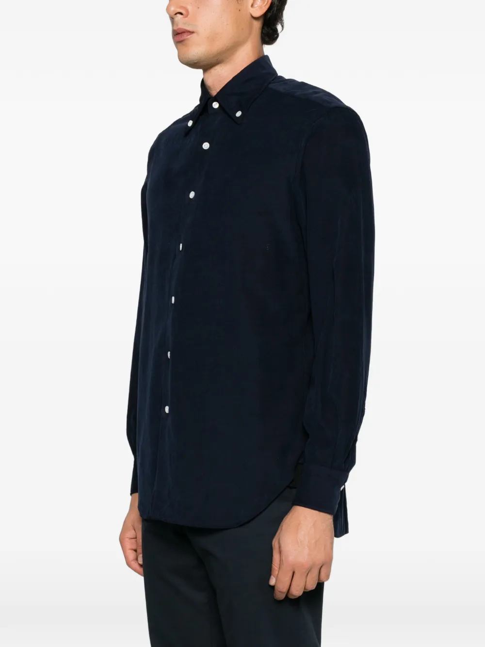 Barba button-down corduroy shirt Blauw