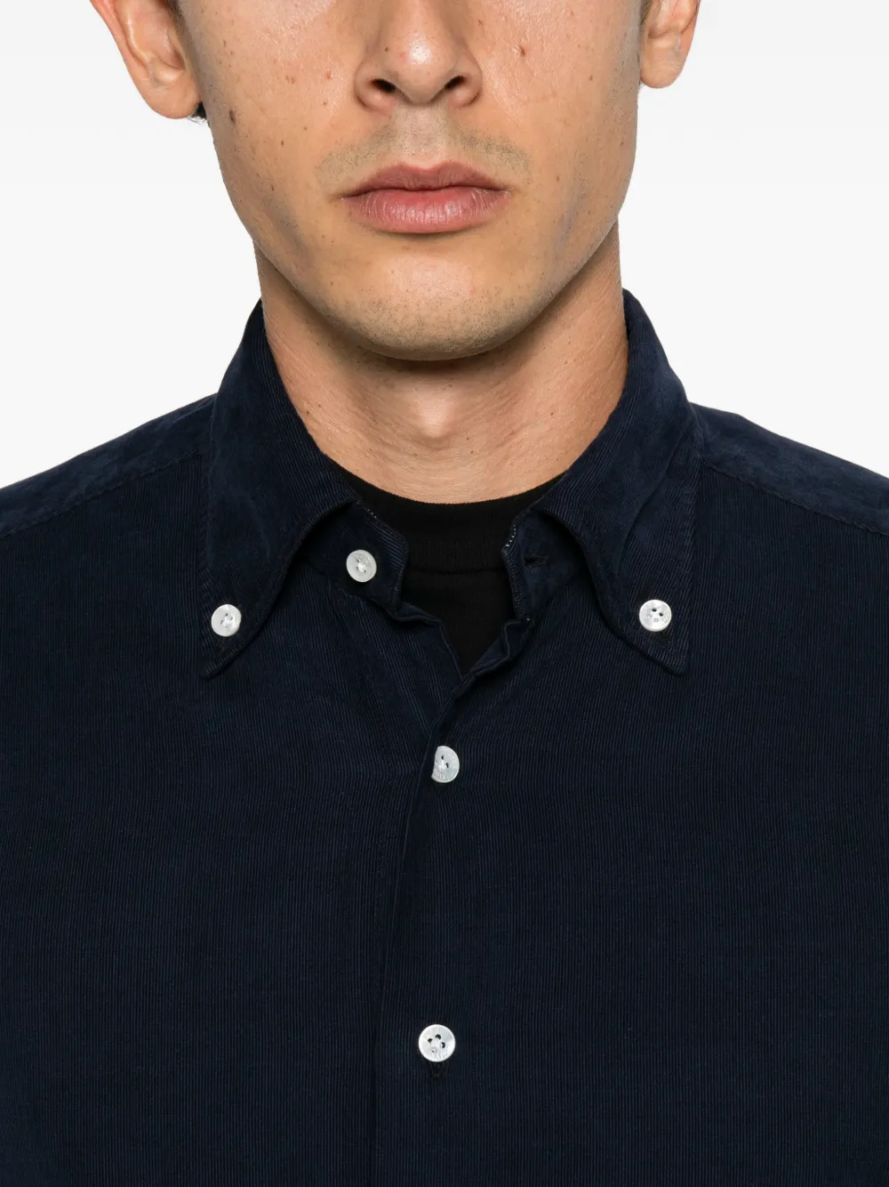 Barba button-down corduroy shirt Blauw