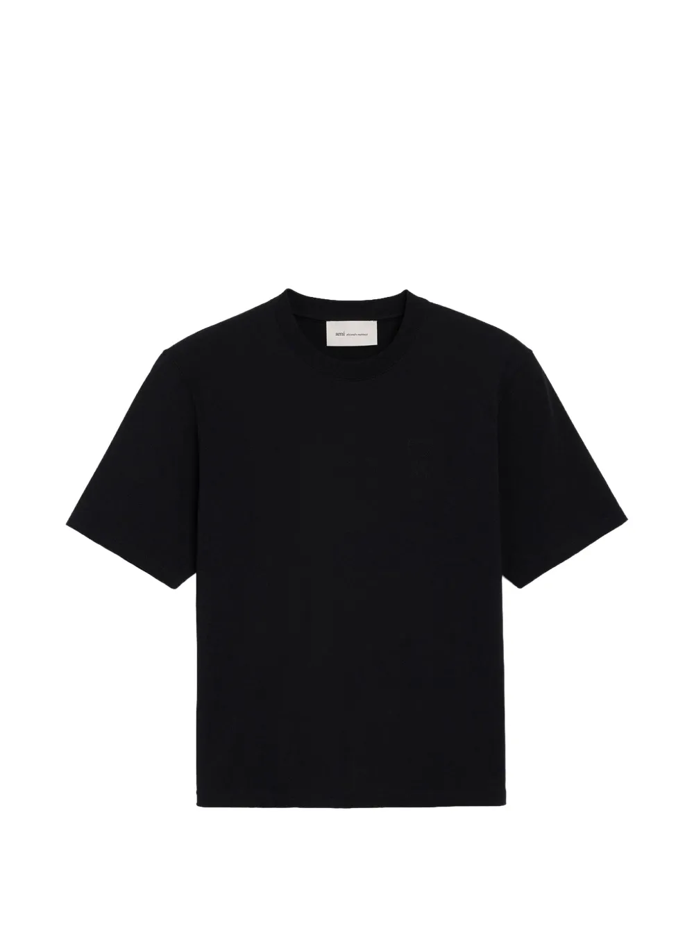 AMI Paris black cotton T-shirt with embossed Ami de Coeur Zwart