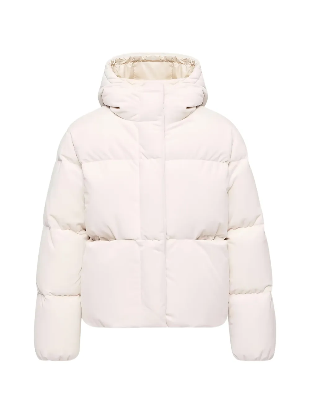 Moncler Enigme hooded Chenille short down jacket Beige