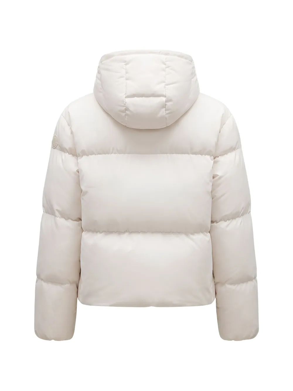 Moncler Enigme hooded Chenille short down jacket Beige