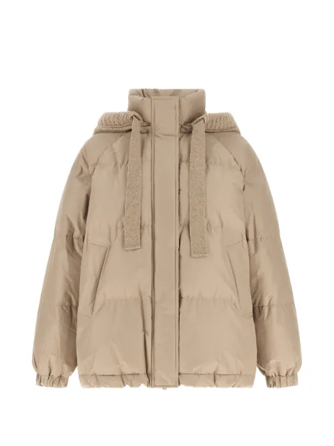 Brunello Cucinelli quilted cashmere-hood down jacket