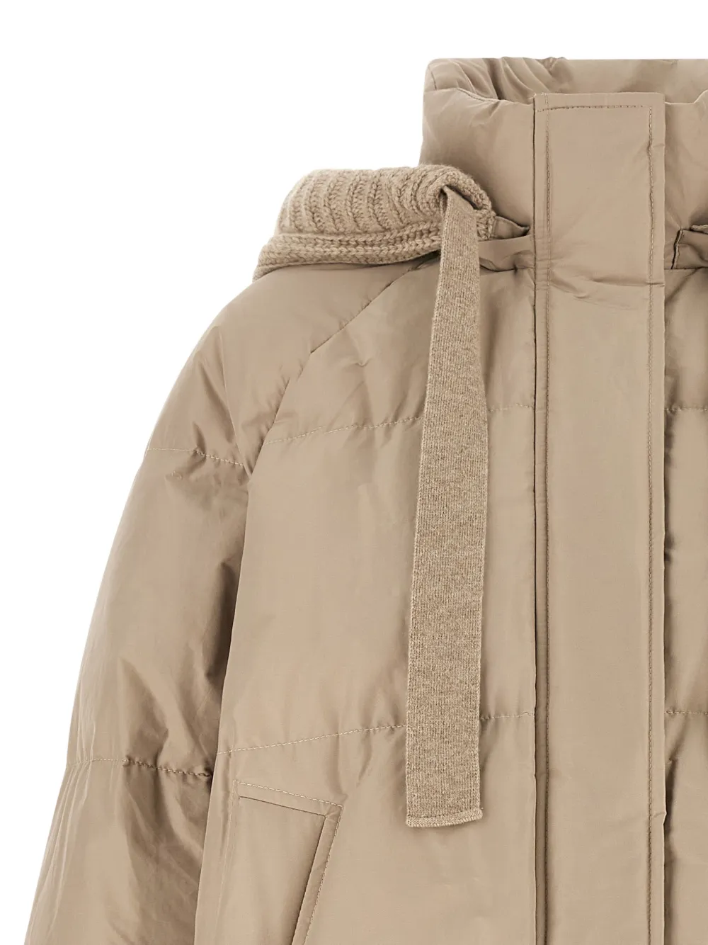 Brunello Cucinelli quilted cashmere-hood down jacket Beige