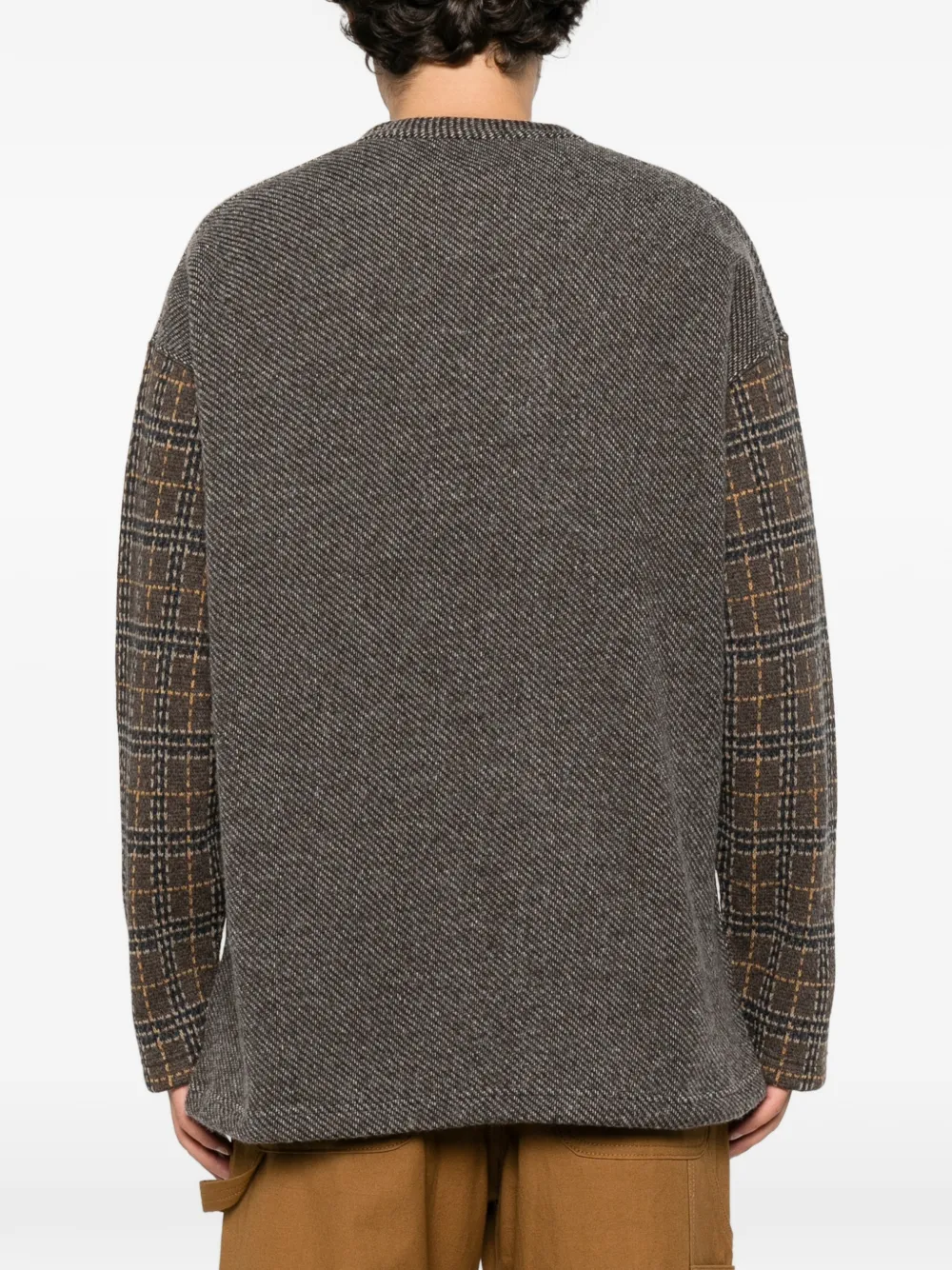 Comme des Garçons Homme check-pattern panelled sweater Grijs