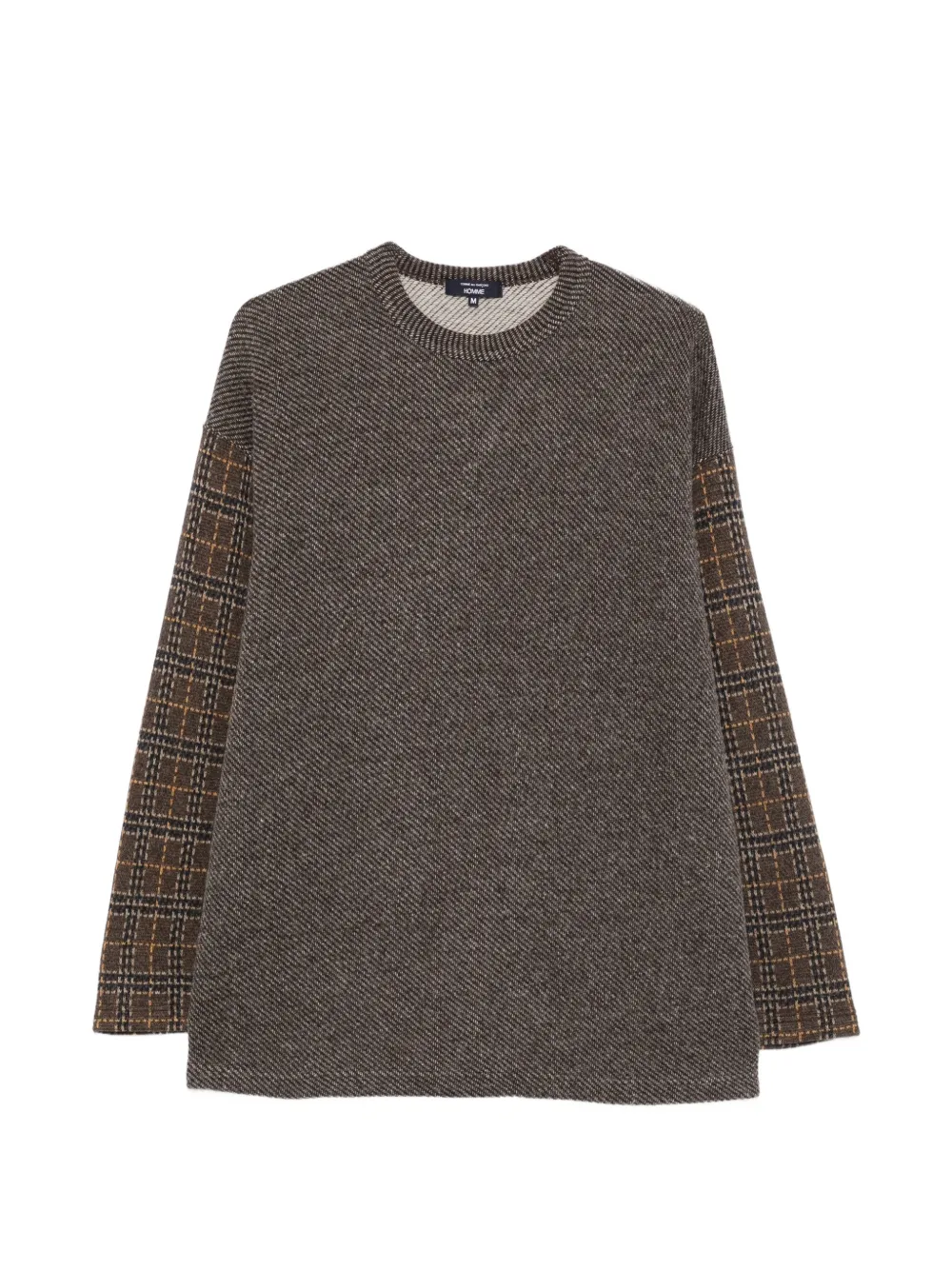 Comme des Garçons Homme check-pattern panelled sweater Grijs
