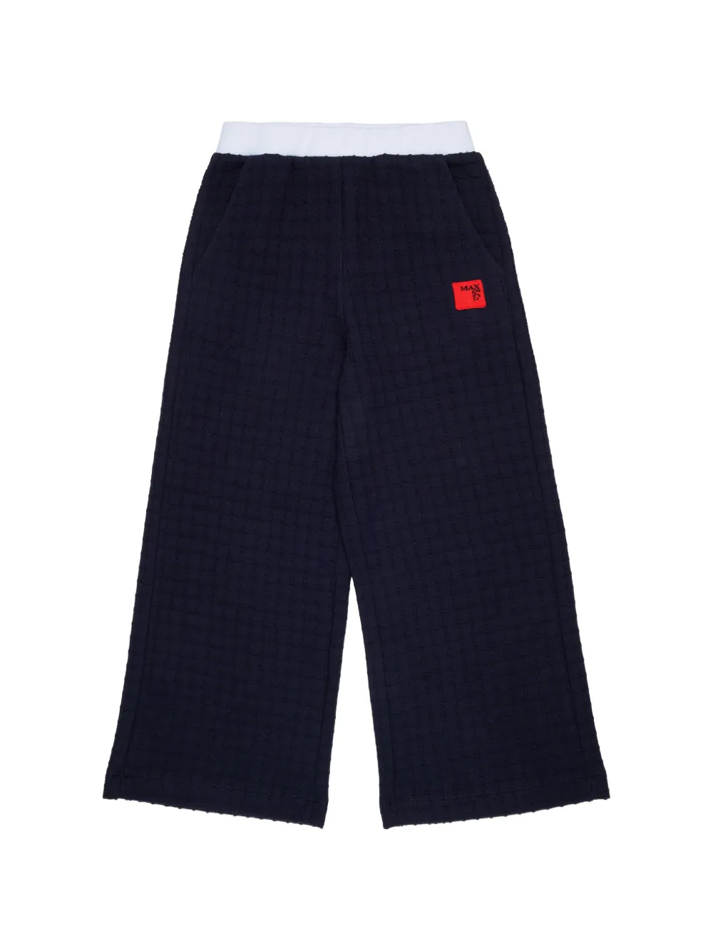 MAX&Co. Kids waffle-knit logo-patch trousers - Blu