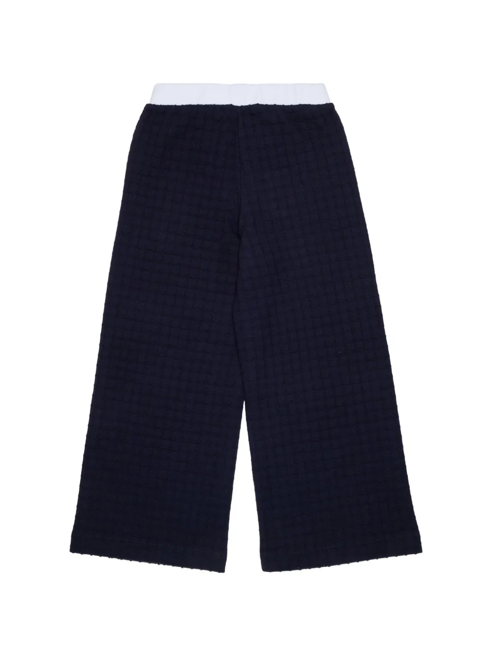 MAX&Co. Kids waffle-knit logo-patch trousers Blauw